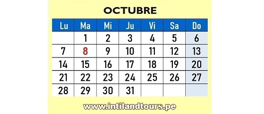 Calendario Octubre 2019